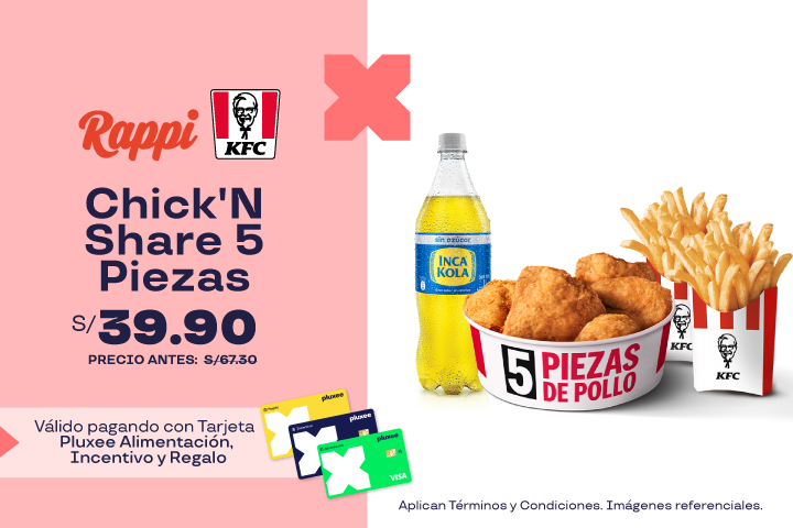41% OFF CHICK'N SHARE 5 PIEZAS  A S/.39.90.